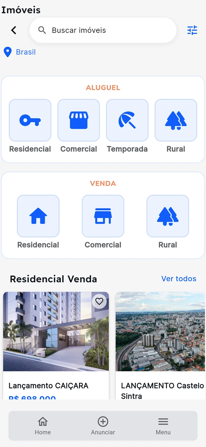 Categorias de imóveis do autoimoveis para aluguel e venda