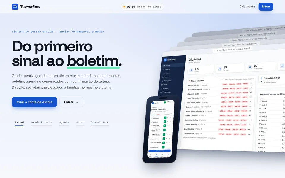 Página inicial de turmaflow.com.br